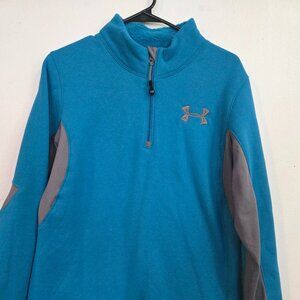 Under Armour Pullover Men Medium Blue 1/4 Zip Fleece Gym Workout Semi Fitted